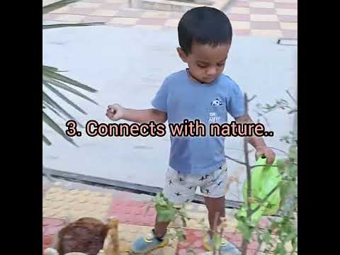 Never too young to start learning! 🪴 My happy kiddo watering the plants.🌞#earlylearning #gardening