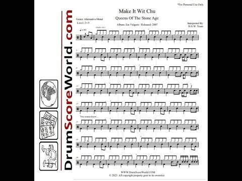 Drum Score - Queens Of The Stone Age - Make It Wit Chu (Preview)