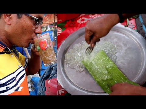 Amazing Hard Working Lady Selling Aloe Vera Juice - Unique Street Food @ Tk  30 Healthy Benefits
