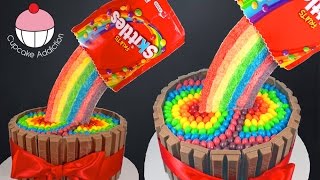 Skittles Rainbow Cake! How to make a Skittles Cake - Cupcake Addiction & Cupcakes & Cardio!
