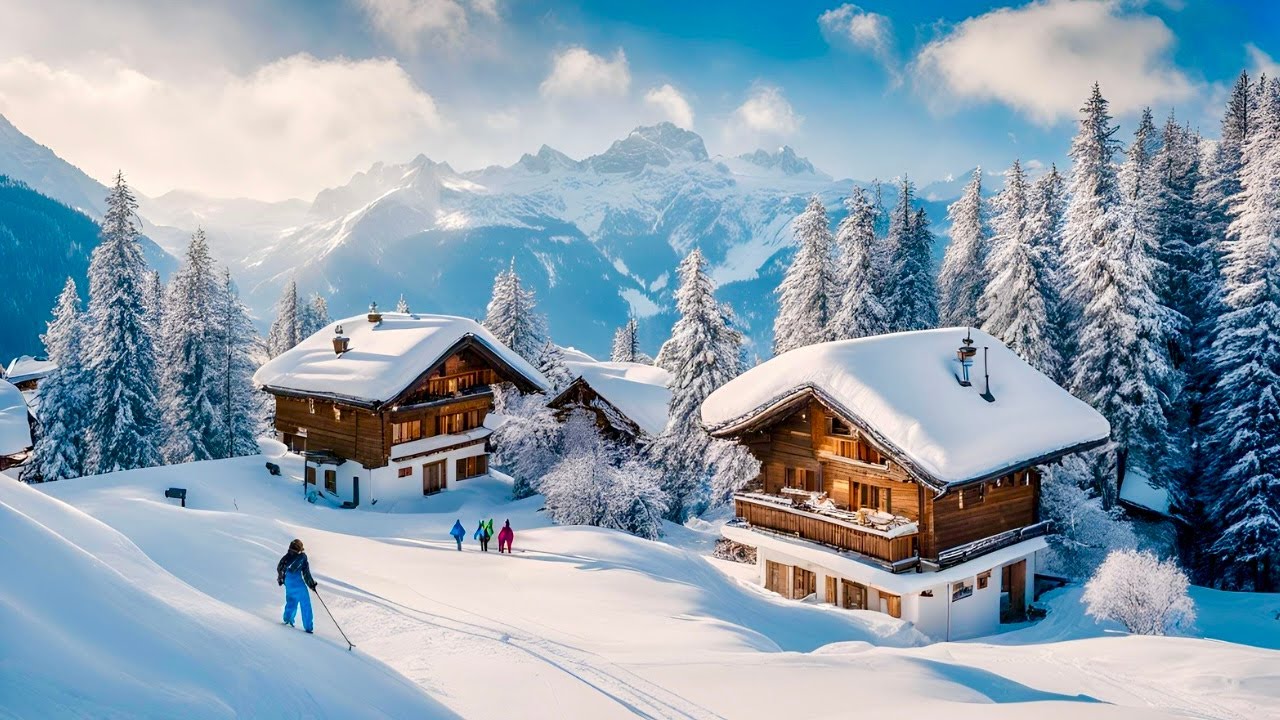 Switzerland Winter Wonderland ! Mürren Village Fully Covered With Snow ❄️