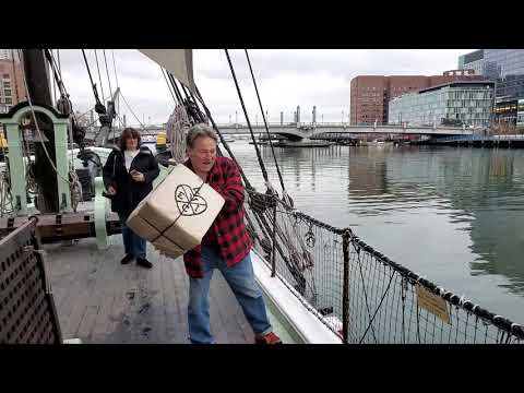 Throwing tea into the Boston Harbor