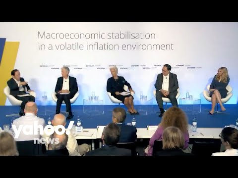 Powell and Largarde speak on volatile inflation on a panel at the ECB Forum on Central Banking