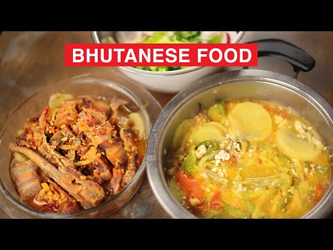 MUKBANG BHUTANESE FOOD SIKAM PA /PORK WITH RADISH/KEWA DATSHI POTATO AND CHEESE/ EZAY CHILI CHEESE