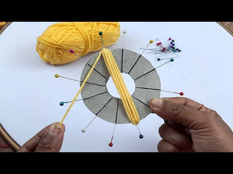 Hand embroidery amazing flower - Superb woolen flower making trick using paper & hijab pin