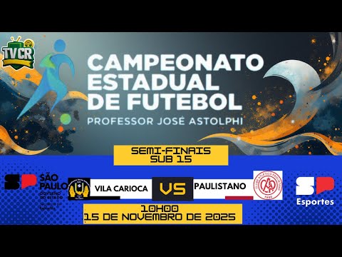 🎥 TRANSMISSÃO AO VIVO –  SUB-15 Campeonato Estadual de Futebol Professor José Astolphi