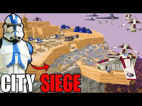 Clone Army LAAT Gunship Landing VS Clone Wars CLIFF WALLS City Siege! - Men of War: Star Wars Mod