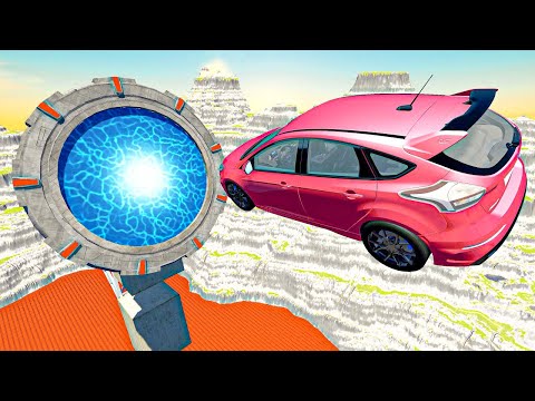 Cars Extreme Teleportation Through Giant Portals - Jumps and Crashes BeamNG.drive