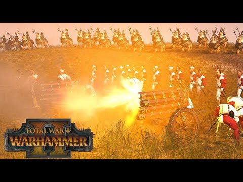 Total War Warhammer 2 - 1700 Dwarf longbreads vs 9 Helblaster Volley Cannon