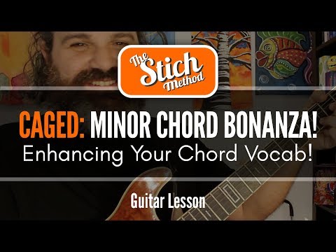 CAGED CHORD SYSTEM LESSON#2 Learning  Minor Barre Chords All Over The Guitar Neck. FAST and EASY!