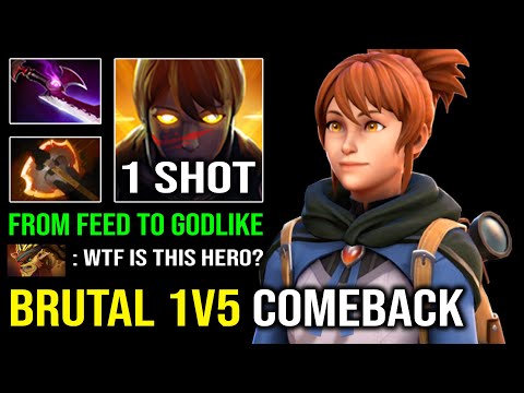 CRAZY 1v5 Comeback 11Min Battle Fury Marci Recover From Feed to Godlike with Instant 1 Shot Dota 2