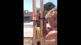 Construction Worker Shoots Nail Through His Finger