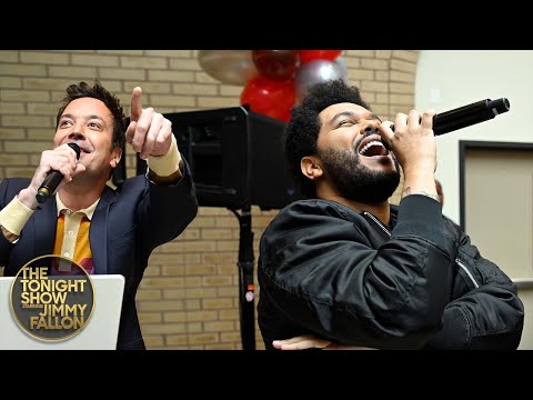 The Weeknd and Jimmy Crash a College Graduation Party and Perform Blinding Lights/Can’t Feel My Face