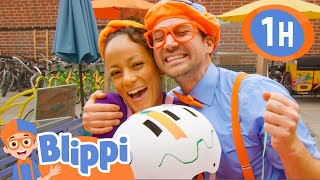 Blippi and Meekah Paint Bicycle Helmets! | 1 HOUR OF BLIPPI | Celebrating International Women's Day!