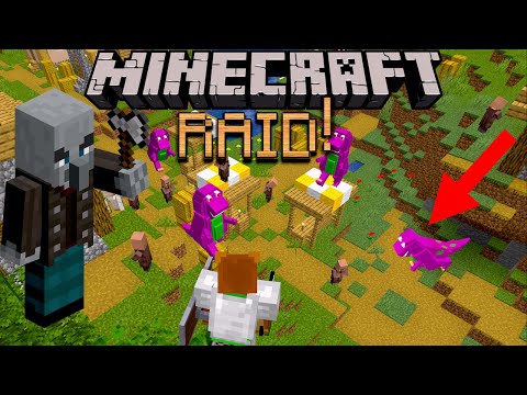 Minecraft, but a Raid with BARNEY instead of pillagers
