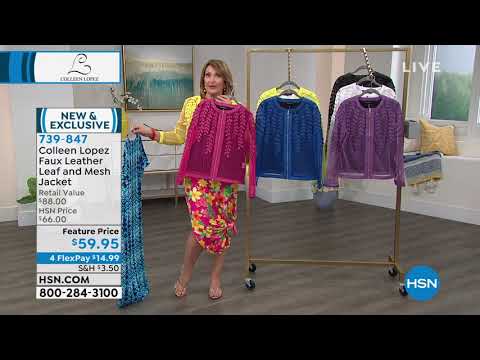 Colleen Lopez Faux Leather Leaf and Mesh Jacket