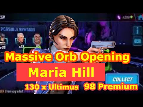 Massive March Orb Opening for Maria Hill | 98 x Premium Orbs | 130 Ultimus Orbs Marvel Strike Force