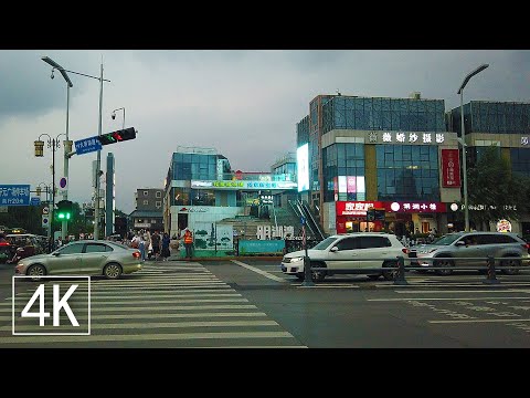 [4K60]Caminhada ao entardecer no centro de Jinan, China | Estradas Baotuquan e Quancheng