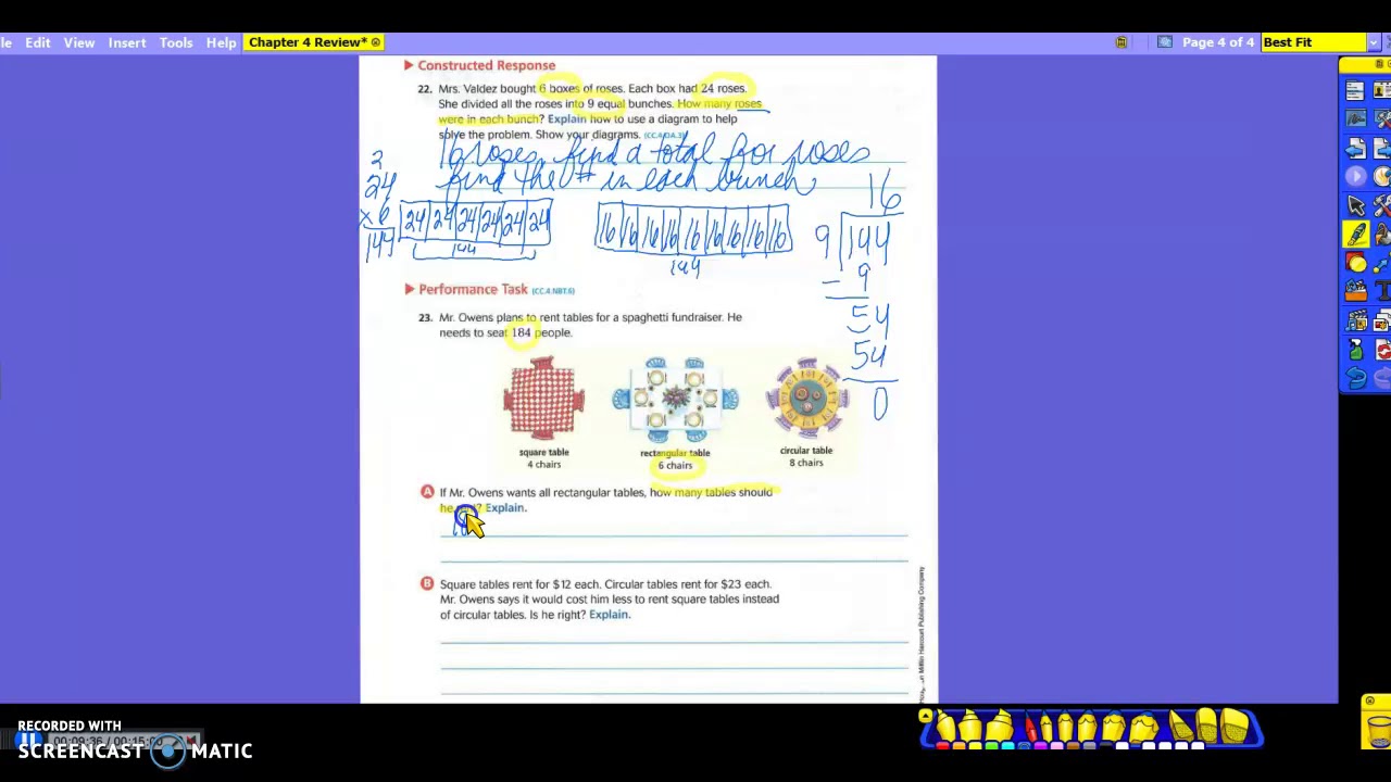 4th Grade Math Chapter 4 Review