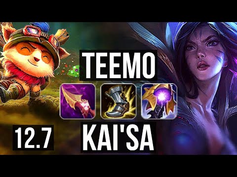 TEEMO vs KAI'SA (MID) | 7/1/9, 2.6M mastery, 1100+ games, Dominating | KR Master | 12.7