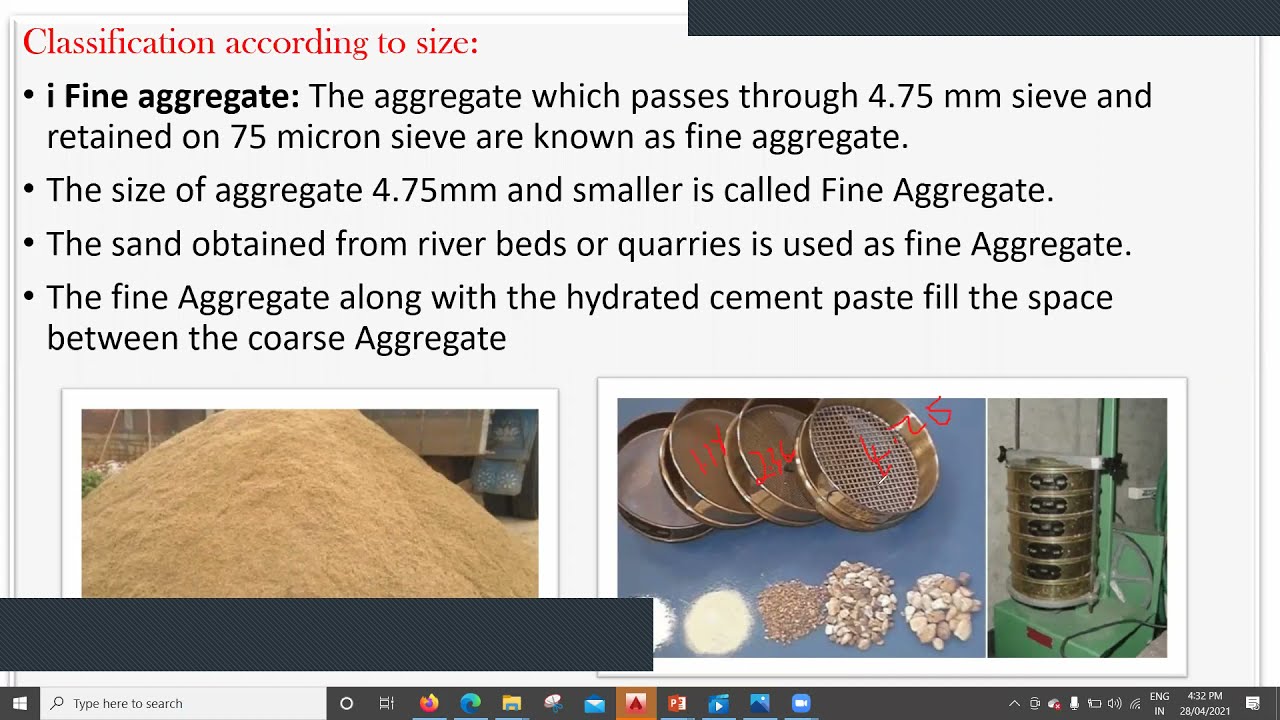 VTU 4TH SEM l LECTURE 19l CONCRETE TECHNOLOGY l Classifications of Aggregates based on Size & Shape