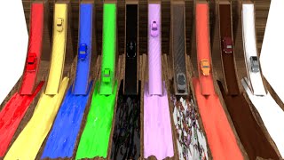 Color Changing Cars for Kids with Color Water Slides Learn Colors for Children Vehicle Parking