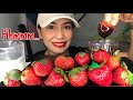 Strawberries With Chocolate Syrup ASMR MUKBANG Mukbangserye
