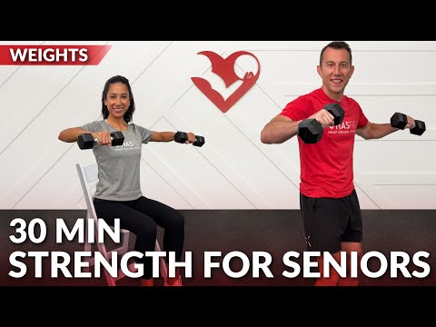 30 Min Strength Training for Seniors Exercise at Home - Older Adult Weight Training Chair Workout