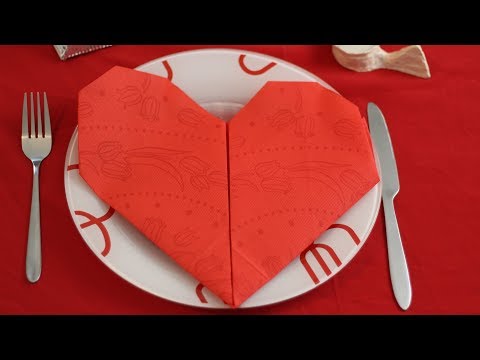 Easy Heart Napkin Fold ❤ (Table Decoration)