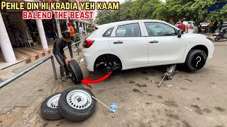 Installing BIG TYRES & ALLOYS in my New Baleno 2022 👌 | 17or18 inch 