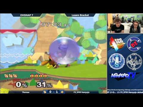 OHSNAP 7 Melee Singles Losers Bracket: Thoraxe (Fox) Vs. FX_DFW Hamyojo (Sheik)