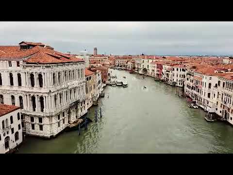 Drone View Over The Grand Canal Venice Italy