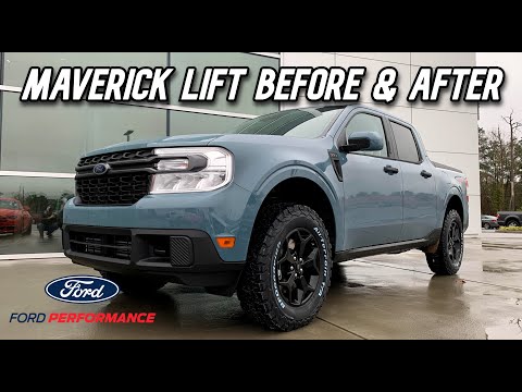 BEFORE & AFTER: LIFTED 2022 FORD MAVERICK FX4- 2\" ROUGH COUNTRY LIFT KIT AND TIRE SWAP