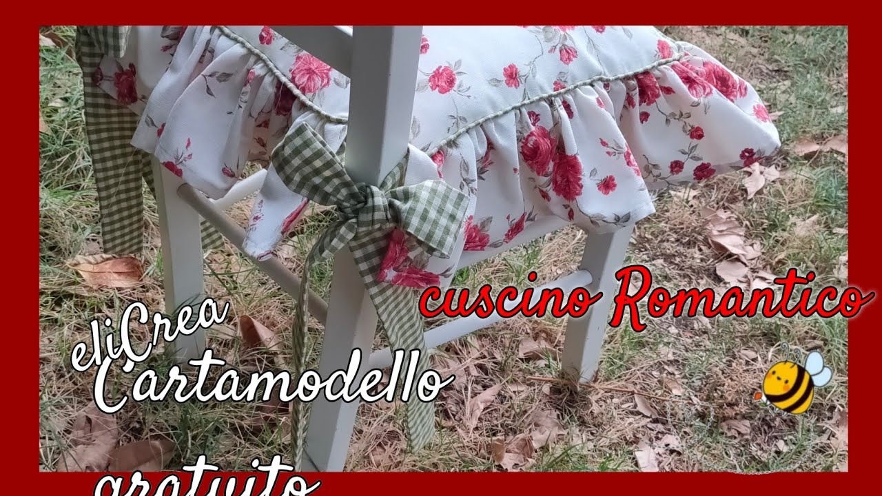 cuscino romantico per SEDIA con CARTAMODELLO completo di cerniera e fiocchi - tutorial 536 elicrea