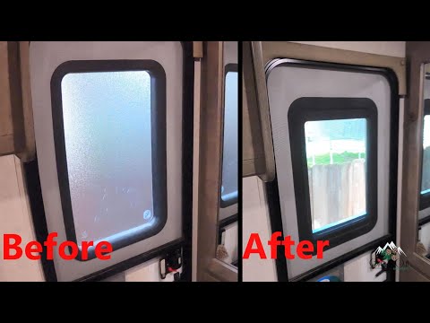Replace your RV Door Window from frosted glass to tinted glass; Lippert removal AP Products Install