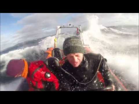 Small boat, rough sea - the roost in Shetland