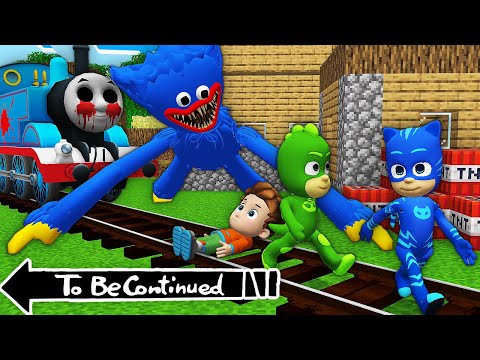 This is real THOMAS THE TANK ENGINE.EXE vs  HUGGY WUGGY PJ MASKS in Minecraft - Gameplay PAW PATROL
