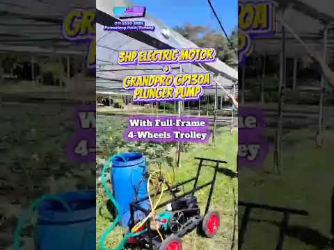 3HP Electric Motor + GrandPro GP130A Heavy-Duty Plunger Pump full-frame with 4-wheel trolley