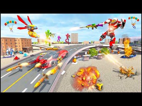 Fight On Town Read Yellow Robot Fighting with Car Fight Army Bus Robot Car Transformation Games 10