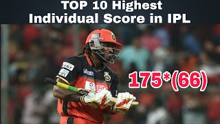 Top 10 highest individual score in IPL (2008 to 2018)