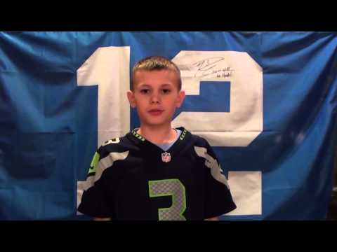 Go Hawks! Wish recipient Brayden wishes the Seahawks good luck in the Super Bowl