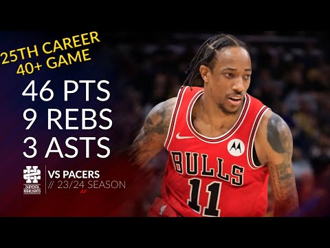 DeMar DeRozan 46 pts 9 rebs 3 asts vs Pacers 23/24 season