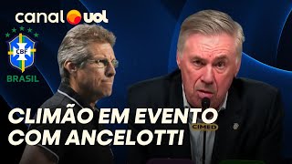 OSWALDO DE OLIVEIRA CAUSA 'CLIMÃO' EM EVENTO COM ANCELOTTI: 'QUE VOLTE UM BRASILEIRO PARA A SELEÇÃO