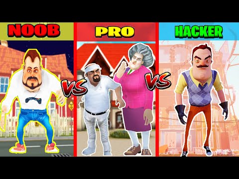 NOOB vs PRO vs HACKER KAPIŞMASI 😲 Hello Neighbor vs Scary Teacher vs Dark Riddle Challenge