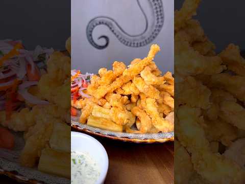 Crocantes CHICHARRONES DE POTA O CALAMAR 🦑GIGANTE! Receta en par de pasos🔥#chicharrondepota