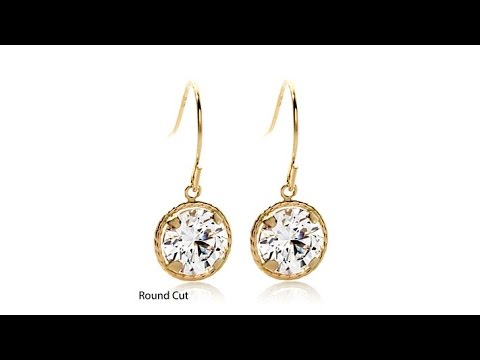 Victoria Wieck 2ct Absolute 14K Yellow Gold Dangle Earri...
