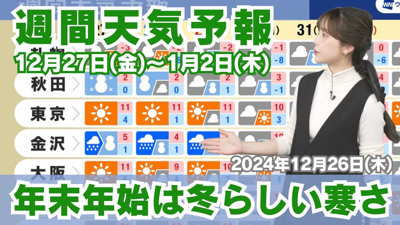 【週間天気】全国&能登半島の天気 12月27日(金)〜1月2日(木)