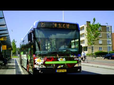 HTM Bus 327 met nieuwe bestemmingsborden vertrekt van Leyenburg(Den Haag)
