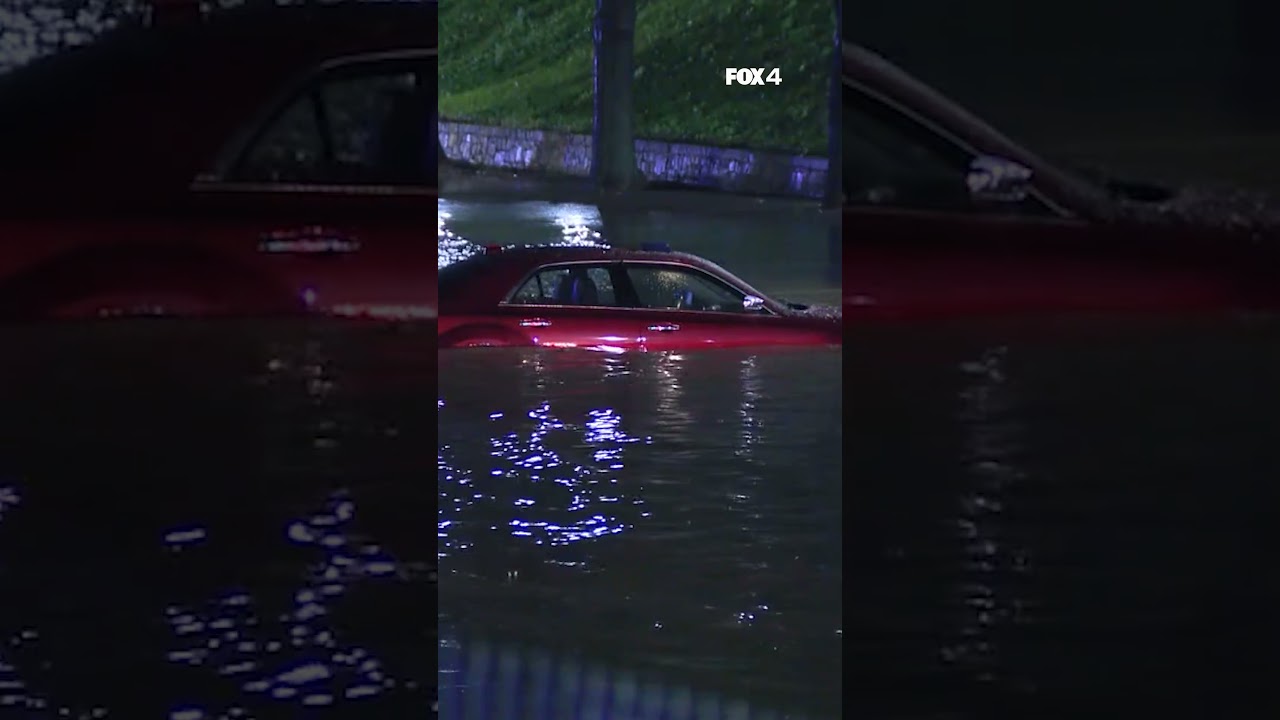 Car trapped in Fort Worth floodwaters