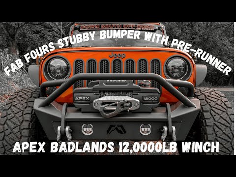 The Harbor Freight APEX Badlands winch and Fab Fours Bumper is AWESOME On Our Jeep JK!